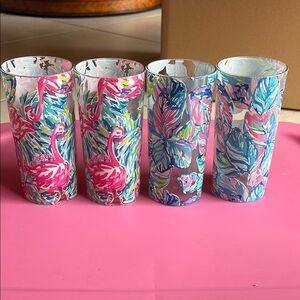 Colorful Flamingo and Leaf Print Tumblers